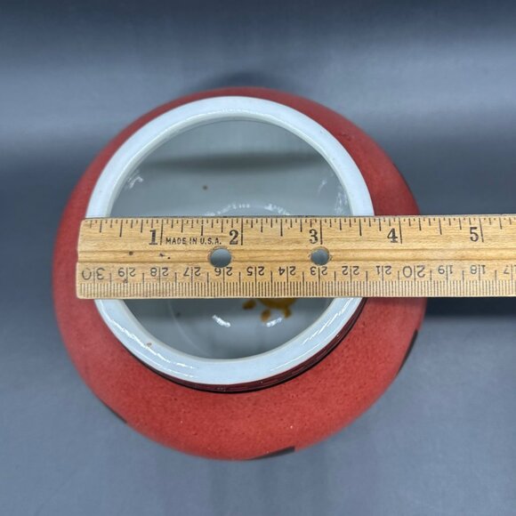 Maroon Red Flower Pot Planter Bowl Botanical Leaf Ecco Terra Swirl Sun Ceramic - Picture 10 of 10